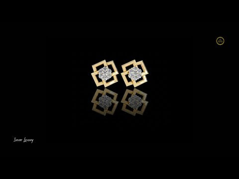 0.21 TCW Premium Geometric Square Motif Moissanite Earrings Highlighting a Brilliant Center Cluster Design