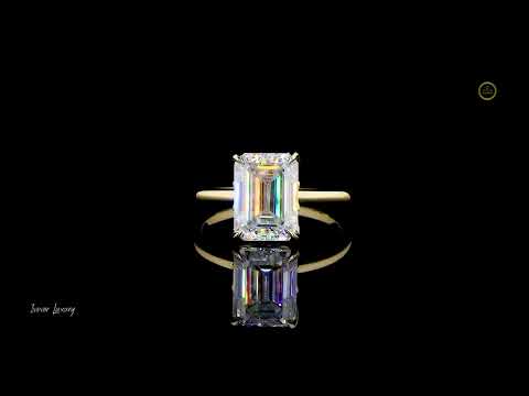 Solitaire Emerald Lab Diamond Cathedral Engagement Ring