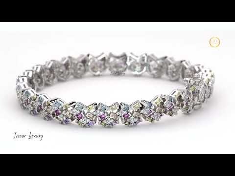 Unique Custom Natural Sapphire Bracelet with Diamonds By Ivevar Luxury Design