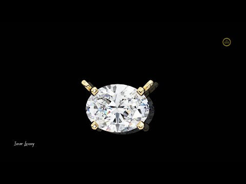 Oval Lab Grown Diamond Solitaire Pendant with Four Prong Side Loops Pendant