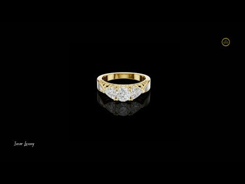 0.50 CT Ornate Trinity Three Stone Lab Grown Diamond Ring with Trillion Decorative Accents