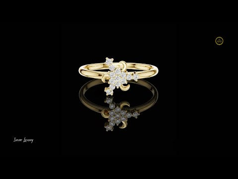 0.08 TCW Blossom Lab grown Diamond Cluster Ring Artisan Floral Sparkle Jewelry For Her