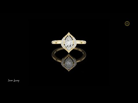 0.79 CT Marquise Cut Lab Grown Diamond Ring with Geometric Vintage Inspired Halo and Polished Band