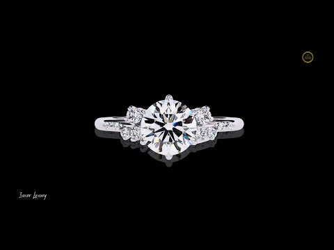 Floral Round Brilliant Cut Lab Diamond Engagement Ring For Her