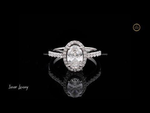 3.00 CT Glamorous Oval Cut Lab Grown Diamond Luxury Engagement Ring in Sterling Silver