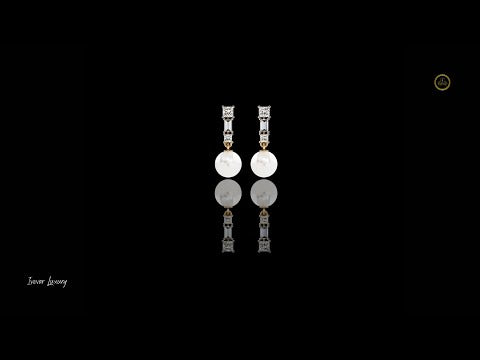 2.08 TCW Sophisticated Princess & Baguette Moissanite Diamond Drop Earrings with Timeless Round Pearl Drops