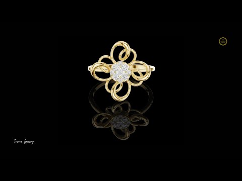 Round Lab Diamond Open Petal Floral Cluster Ring