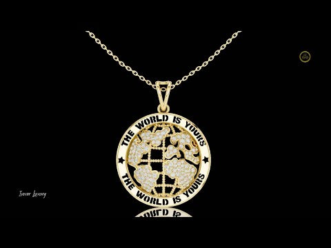 1.06 TCW Luxury Moissanite Diamond World Map “The World Is Yours” Luxury Globe Pendant Premium Unisex Jewelry