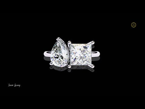 Pear and Princess Cut Lab Diamond Toi et Moi Delicate Ring