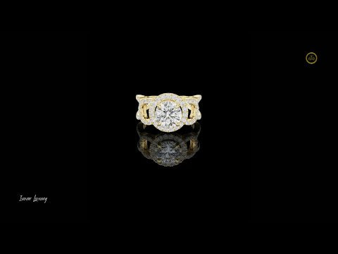 1.50 CT Elegant Round Brilliant Center Lab Grown Diamond Pave Halo & Split Shank Wedding Ring For Her