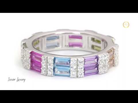 Wedding Band with Natural Sapphire Cluster Diamond Surround By Ivevar