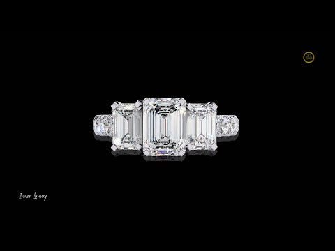 Radiant Cut Lab Diamond Engagement Ring With Baguette Side Stone