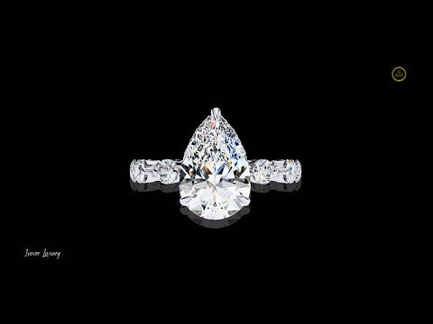 Solitaire Prong Setting Pear Cut Lab Diamond Engagement Ring