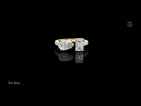 Pear & Emerald Cut Toi et Moi Lab Diamond Engagement Ring