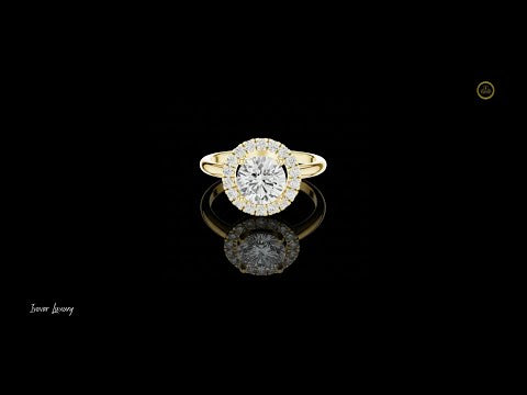 1.01 CT Bespoke Sparkle Round Cut Moissanite Diamond Halo Ring in Gold