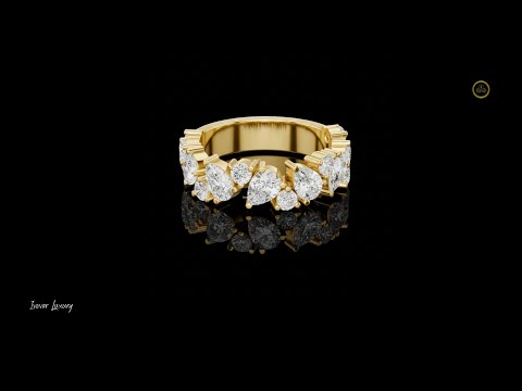 1.88 TCW Iconic Pear and Round Brilliant Moissanite Diamond Band For Anniversary Gift