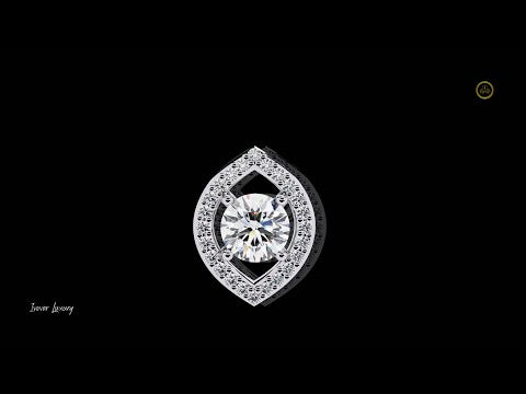 Symmetrical Eye Shape Layering Pendant with Round Lab Grown Diamond