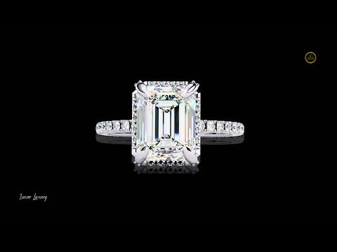 3.03 CT A Symphony of Light Radiant Lab Grown Diamond Centerpiece with a Pave Set Gold Band