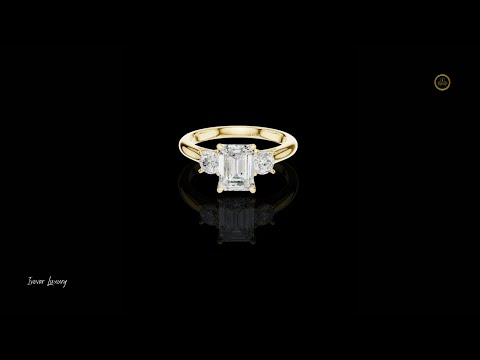1.50 CT Exclusive Emerald Cut with Round Side Lab Grown Diamond Accents Elegant Three Stone Proposal Ring for Her