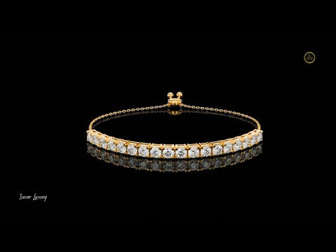 5.94 TCW Elegant Gold Round Brilliant Lab Grown Diamond Adjustable Slider Tennis Bracelet