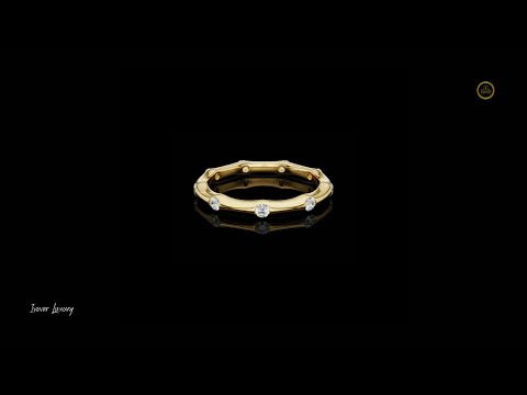 0.32 TCW Contemporary Gold Moissanite Diamond Band Ring with Scattered Round Diamonds