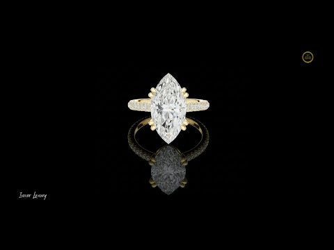 4.00 CT Couture Six Prong Marquise Cut Lab Diamond Ring with Brilliant Pave Band For Quiet Days