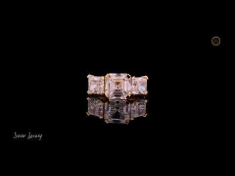 Asscher Cut Three Stone Lab Diamond Engagement Ring