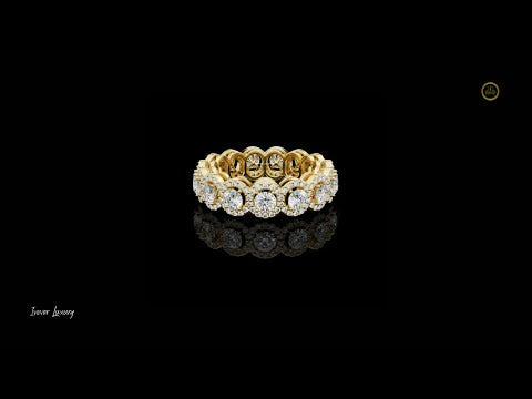 Round Moissanite Diamond Halo Eternity Band For Women