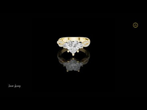 Three Stone Heart Cut Lab Diamond Twisted Pave Band