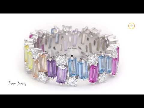 Natural Sapphire Diamond Pavé Ring Luxury by Ivevar