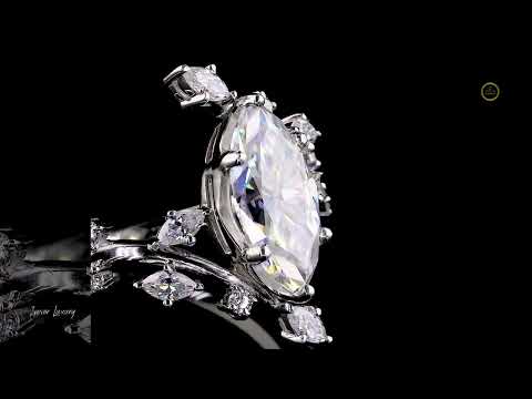 Marquise Lab Diamond Floral Cluster Statement Ring