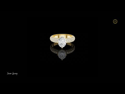 1.00 CT Glamorous Oval Cut Moissanite Diamond Ring with Triple Pave Diamond Band