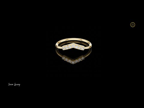 0.11 TCW Minimal V-Shape Moissanite Diamond Wedding Band in Polished Gold For Your Girl