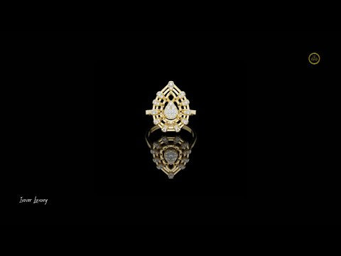 0.38 TCW Teardrop Royale Shaped With Round Lab Grown Diamond Ring with Halo Design