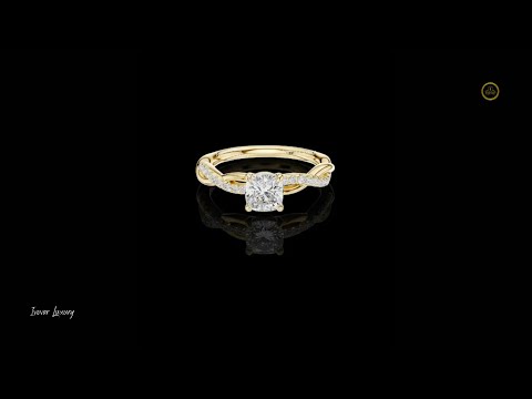 Cushion Cut Lab Diamond Twisted Pave Engagement Ring