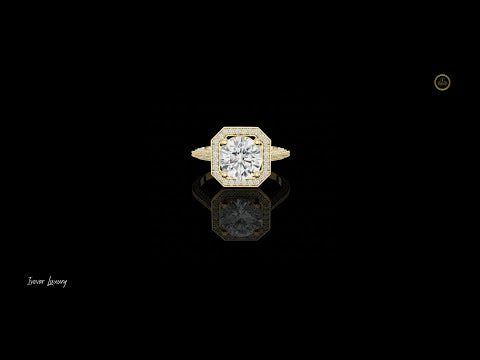 2.10 CT Imperial Octagon Halo Moissanite Diamond Ring in Gold with Pave Milgrain Split Shank For Mother