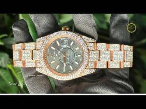 Luxury Black Leather Band Bezel Statement Watch With Rose Gold Iced Out Watch For Men's