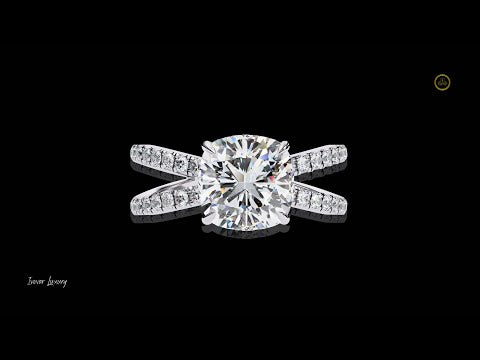 Split Shank Pave Cushion Lab Diamond Engagement Ring