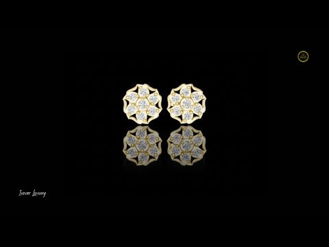 0.45 TCW Golden Bloom Round Cluster Stud Moissanite Earrings with Floral Diamond Style Arrangement