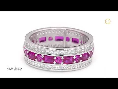 Luxury Natural Sapphire Diamond Split Shank Ring by Ivevar Elegant & Unique Design