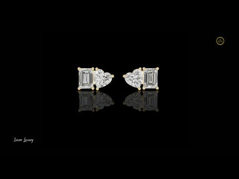 1.5 CT Dual Spark Heart & Emerald Cut moissanite Diamond Stud Earrings