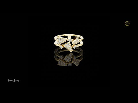 0.28 TCW Sparkling Moissanite Round Cut Multi Geometric Diamond with Pavé Triangle Contemporary Designer Ring