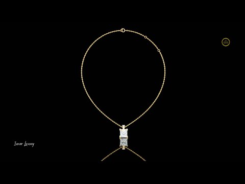 1.00 CT Royal Princess Cut Lab Grown Diamond Pendant with Diamond Set Bail