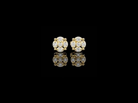 0.34 TCW Elegant Geometric Moissanite Diamond Cluster Stud Earrings with Modern Floral Symmetry