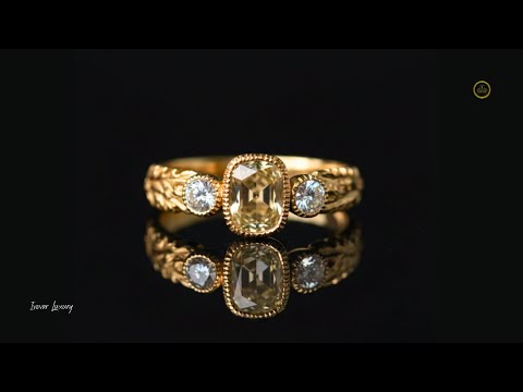 Cushion Rose Cut Vintage Three Stone Bezel Lab Diamond Engagement Ring