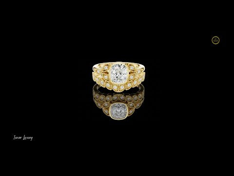 1.5 CT Vintage Inspired Halo Cushion Cut Ring with Intricate Lab Diamonds For Special One