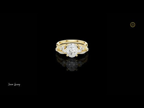 2.00 CT Luxury Oval Cut Lab Grown Diamond Accents Band Classic Prong Setting Engagement Ring For Women