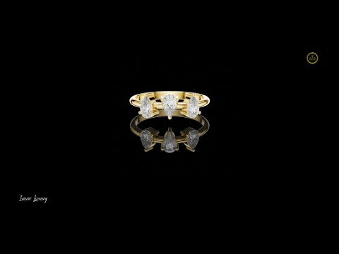 0.50 TCW Contemporary Three Stone Ring Featuring Pear Cut Lab Diamond in a Floating Bar Setting
