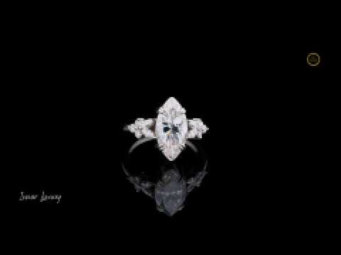 Marquise Cut Three Stone Lab Diamond Engagement Ring