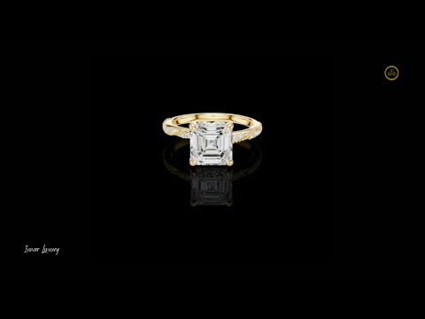 Asscher Cut Lab Diamond Pave Setting Engagement Ring